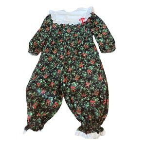 Girls Romper Christmas Holiday Bib Collar 4 5 Full House‎